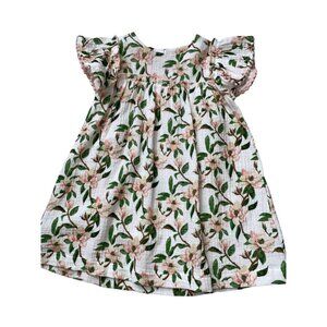 Mud Pie 3T NWT Magnolia Dress gauze pink flower green Easter Spring Summer
